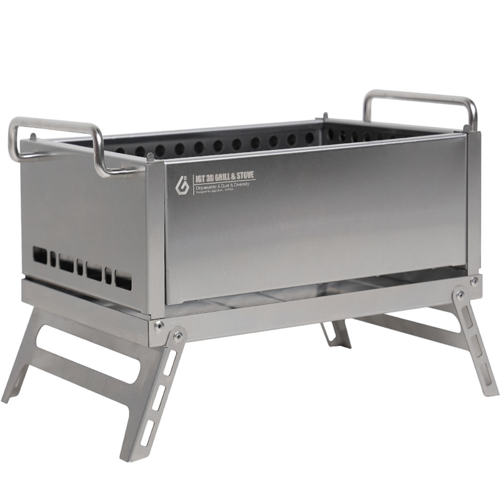 꾸버스 IGT 3WAY 화로대 훈제박스 SET 캠핑 바베큐그릴 접이식 휴대용 이중연소 불멍
