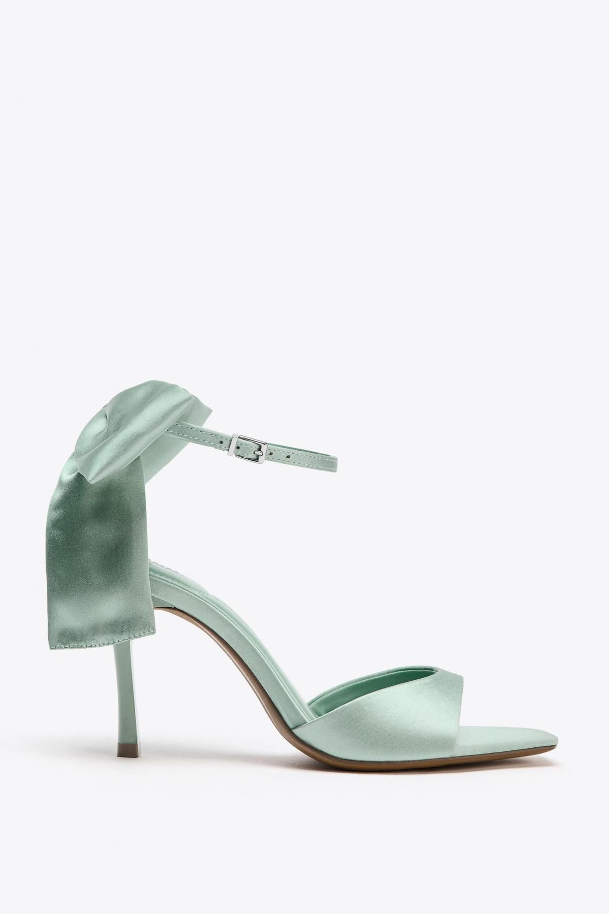 자라 새틴 스트랩 맥시 리본 하이힐 샌들 2354/610 SEA GREEN - 상품 이미지