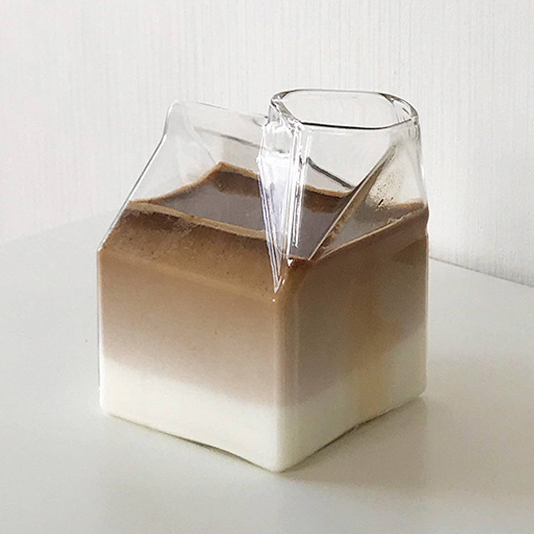 우유곽 유리컵 홈카페 밀크팩 플랫화이트 라떼 아인슈페너 우유팩 유리잔 350ml - 상세 이미지 2