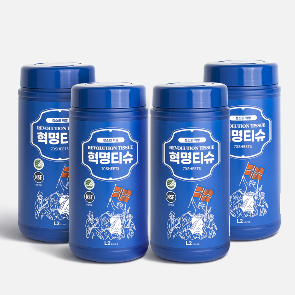 L2 혁명티슈 세정티슈 기름때 제거 다용도 청소 70매, 4팩 제품 이미지