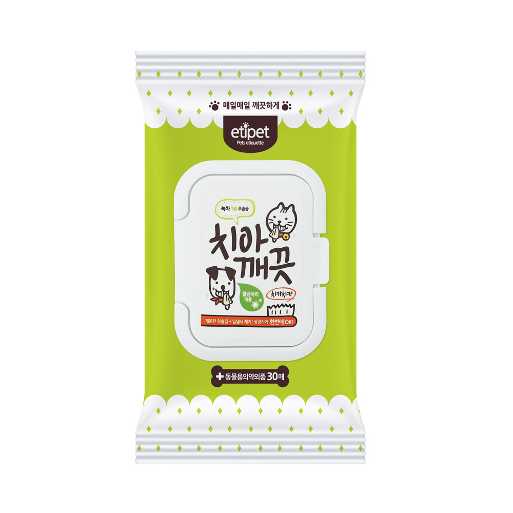 에티펫 강아지물티슈 치아 깨끗 티슈 30매입, 1개 - 상품 이미지