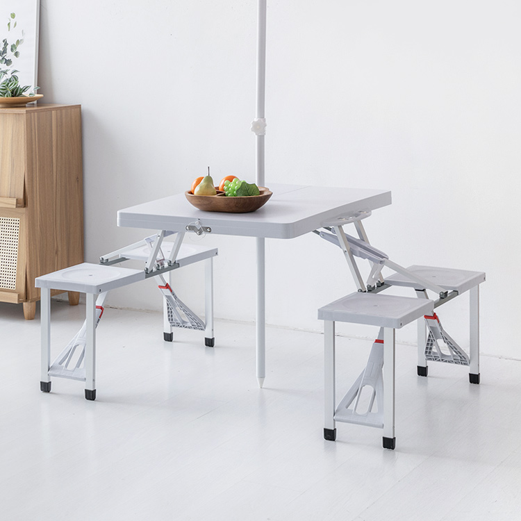 캠폴 야외 접이식테이블 4인세트 의자일체형 1350x855x660mm, 플랫 화이트 3569.8609