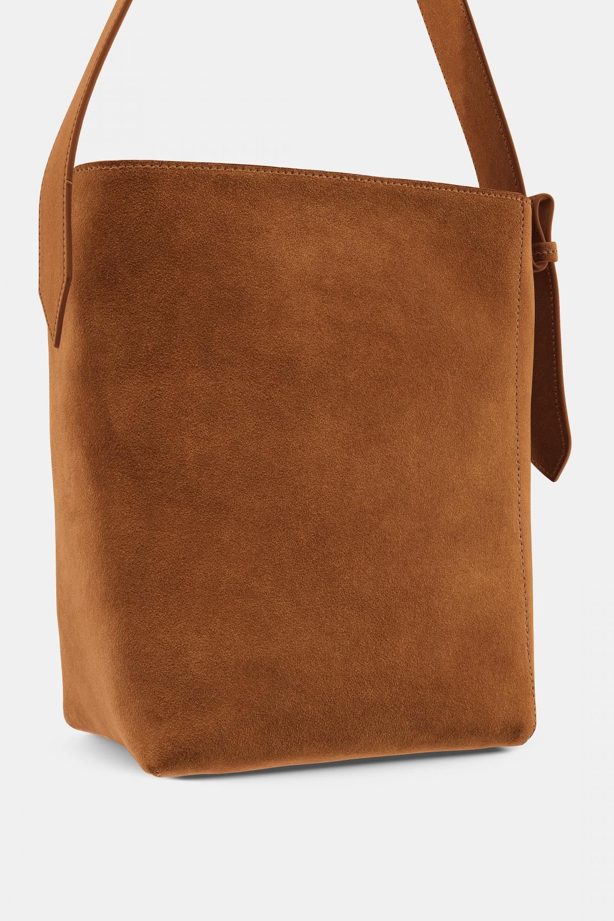 자라 스웨이드 쇼퍼백 버킷백 6150/610 DARK TAN 이미지 7