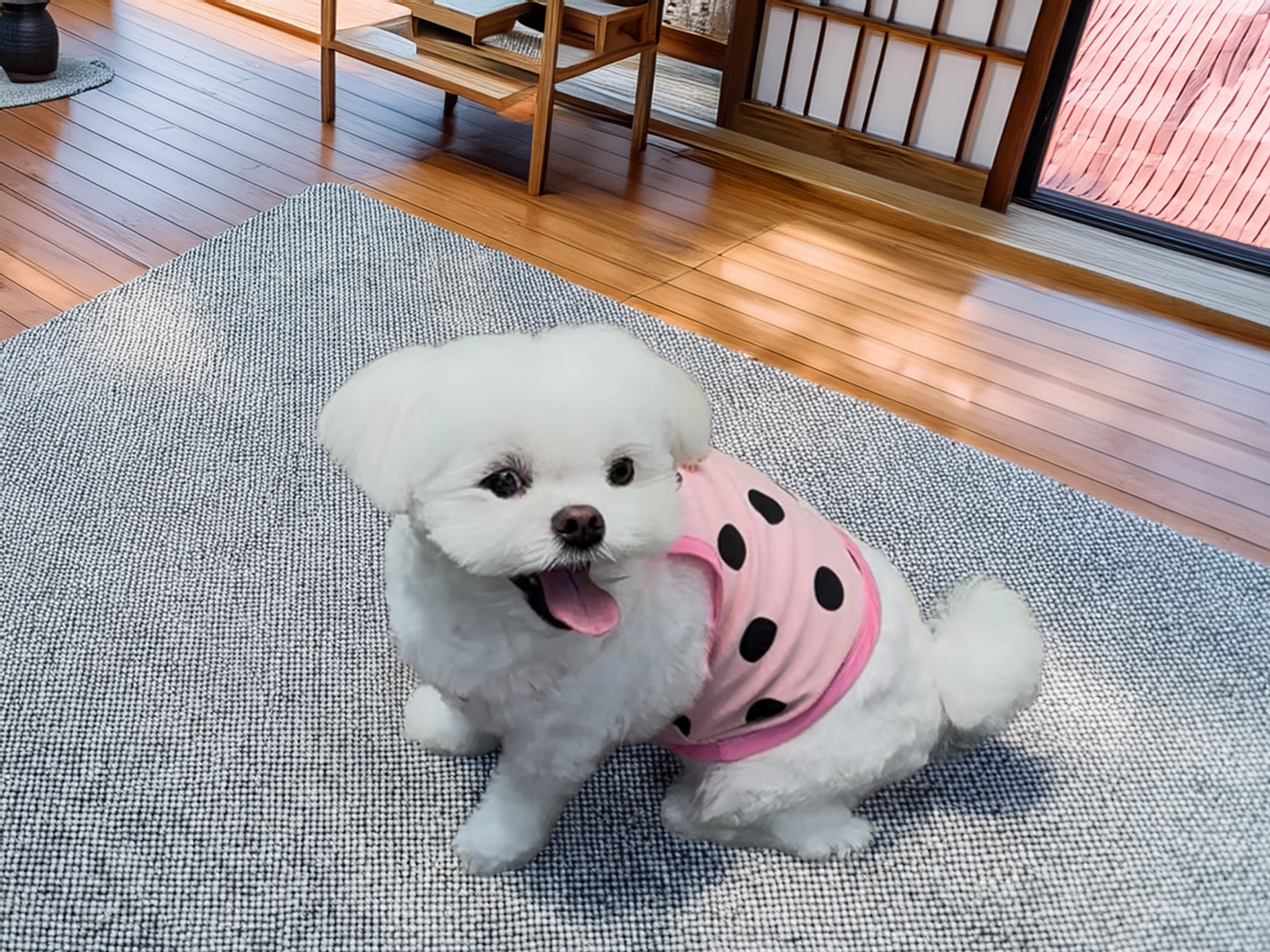 강아지 여름 옷 귀여운 핑크 도트 나시 산책복 반려견 패션 소형견 중형견 - 상세 이미지 2