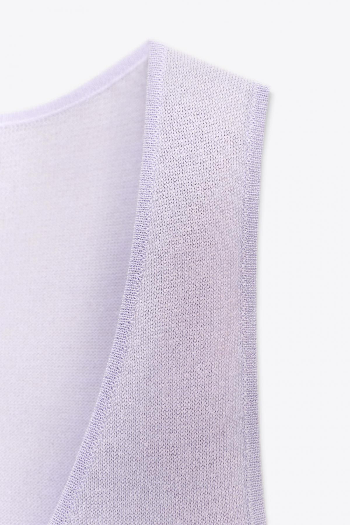 자라 파인 니트 라운드넥 민소매 탑 3519/130 MAUVE - 상세 이미지 5