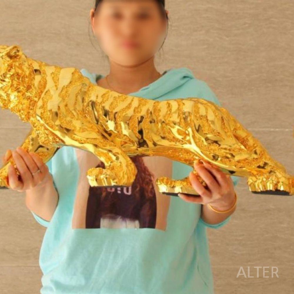 황동구리 호랑이 모형 개업 장식 데코 선물 소품 55CM 골드 호랑이 - 상세 이미지 2