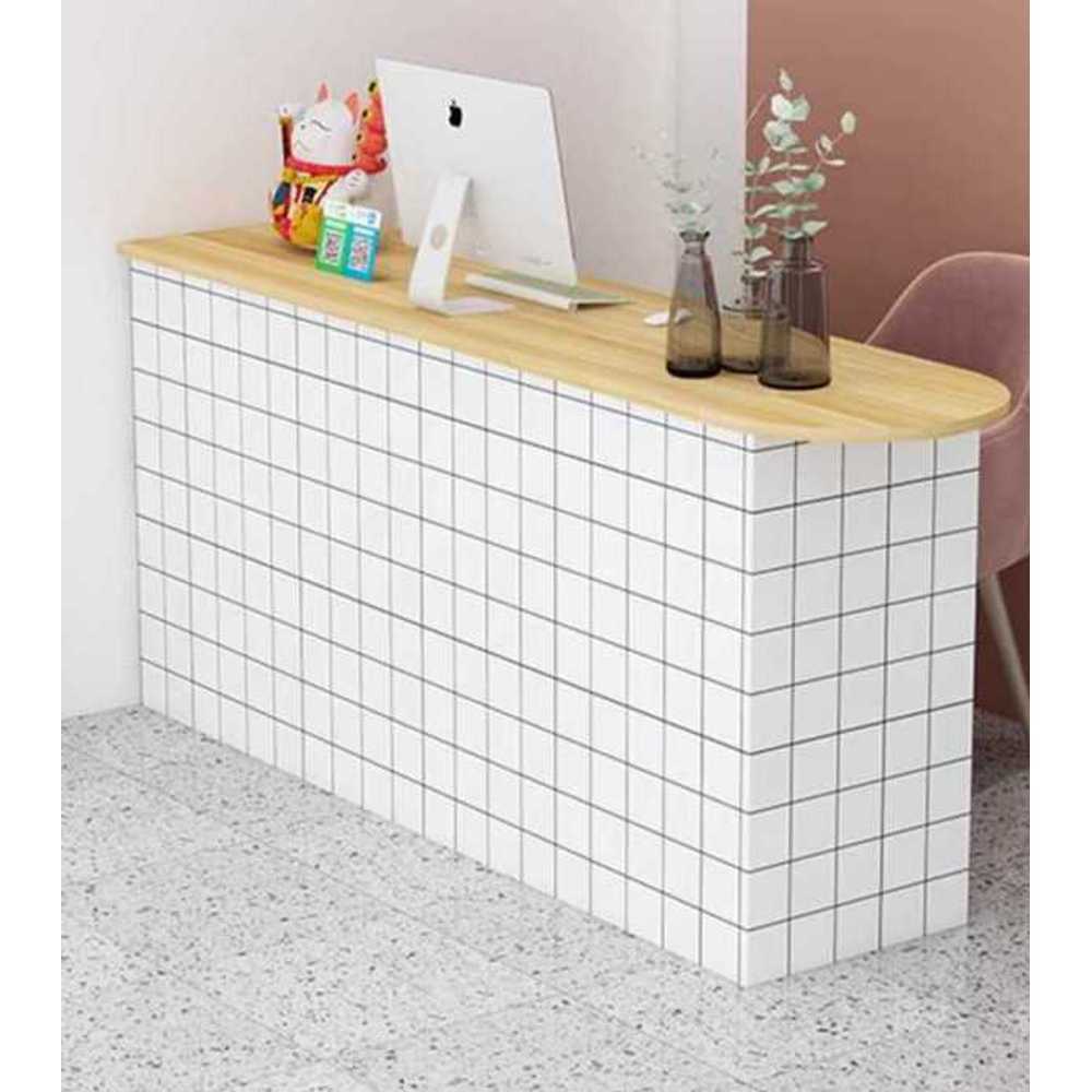 계산대 캐셔 테이블 업소용 리셉션 매장 라운드 안내 80x40x100cm 나무+체크/무광(좌) - 상품 이미지