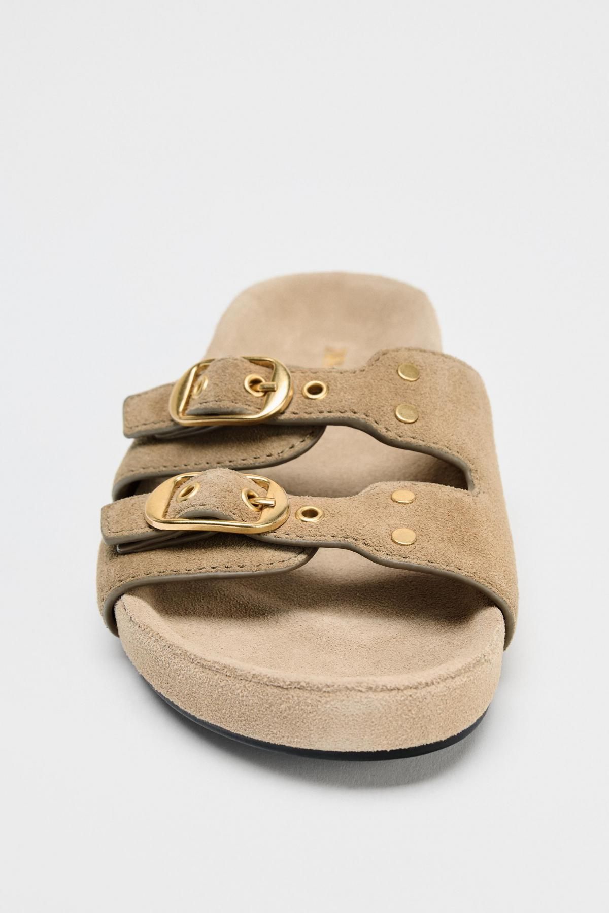 자라 내추럴 스플릿 스웨이드 더블 버클 스트랩 샌들 1625/610 BEIGE - 상세 이미지 4