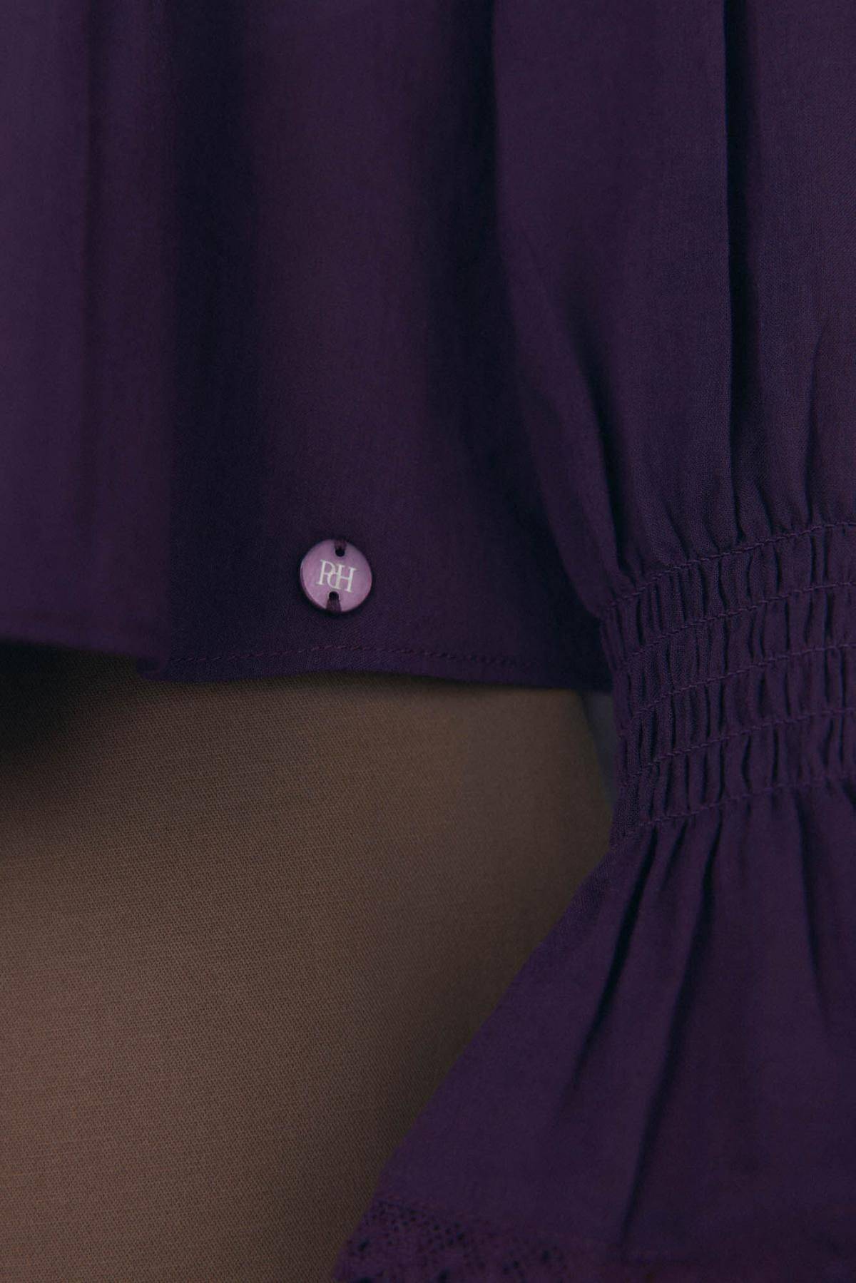 페드로 델 이에로 로맨틱 프릴 블라우스 퍼플 6632949 MORADO - 상세 이미지 5