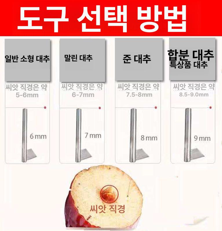 대추씨 빼는 기계 과일 작두 씨앗 전용 매실 탈핵기 기계+씨 제거 6mm 회자두 소자두 - 상세 이미지 5