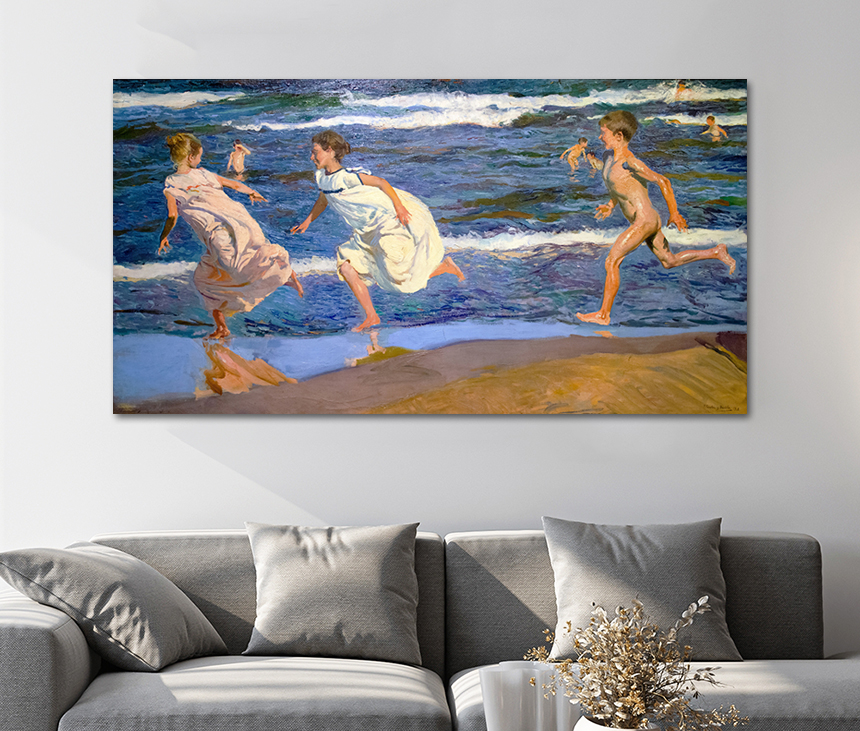 호아킨소로야 그림 거실 인테리어 액자 명화 여름 해변 달리기 클래식중형 - 상세 이미지 5