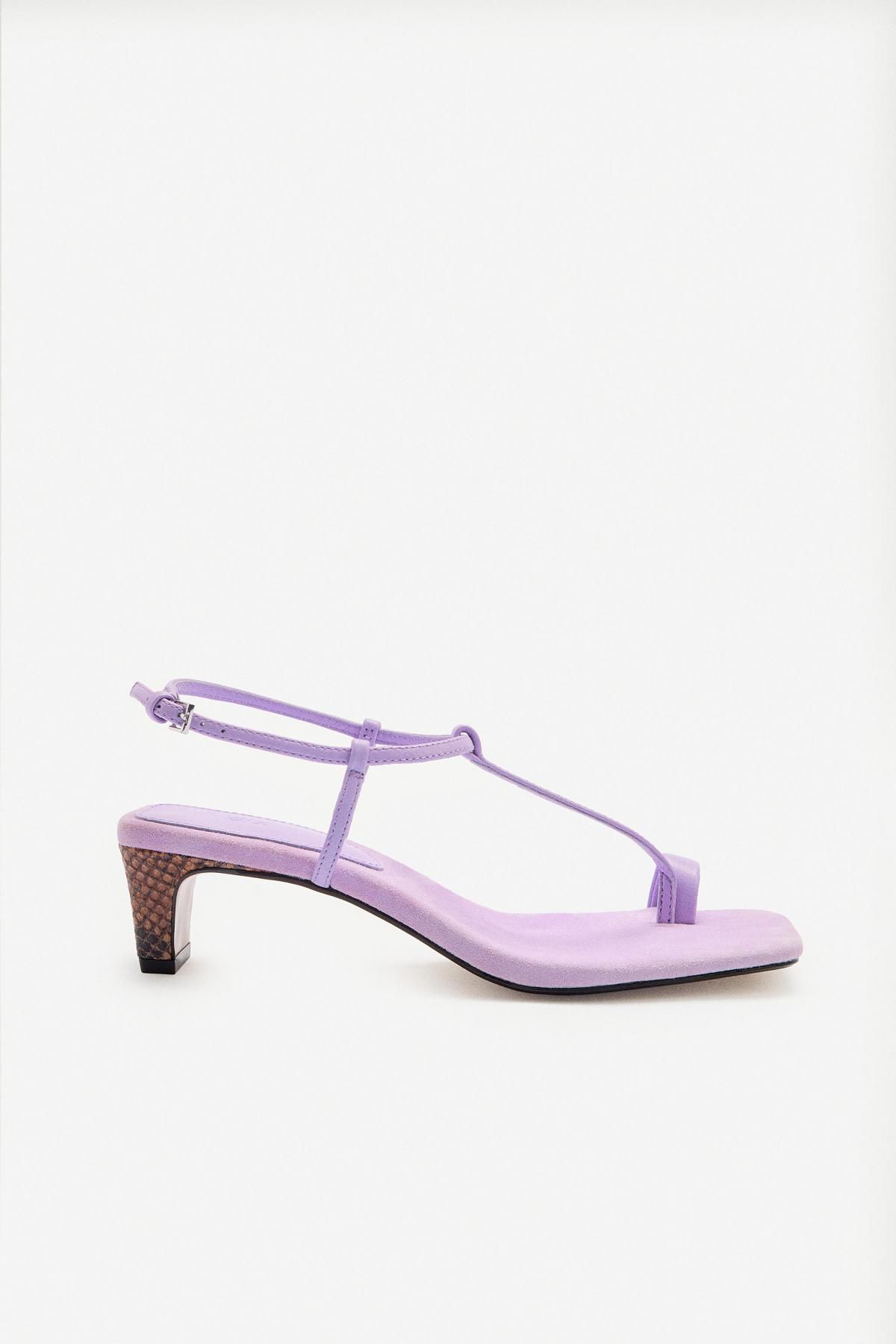 자라 스플릿 스웨이드 스트랩 5cm 힐 샌들 4305/510 MAUVE PURPLE - 메인 이미지