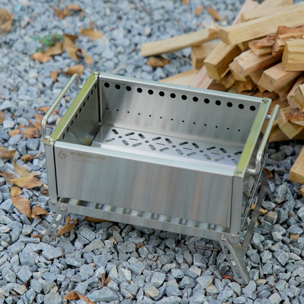 꾸버스 IGT 3WAY 화로대 훈제박스 SET 캠핑 바베큐그릴 접이식 휴대용 이중연소 불멍