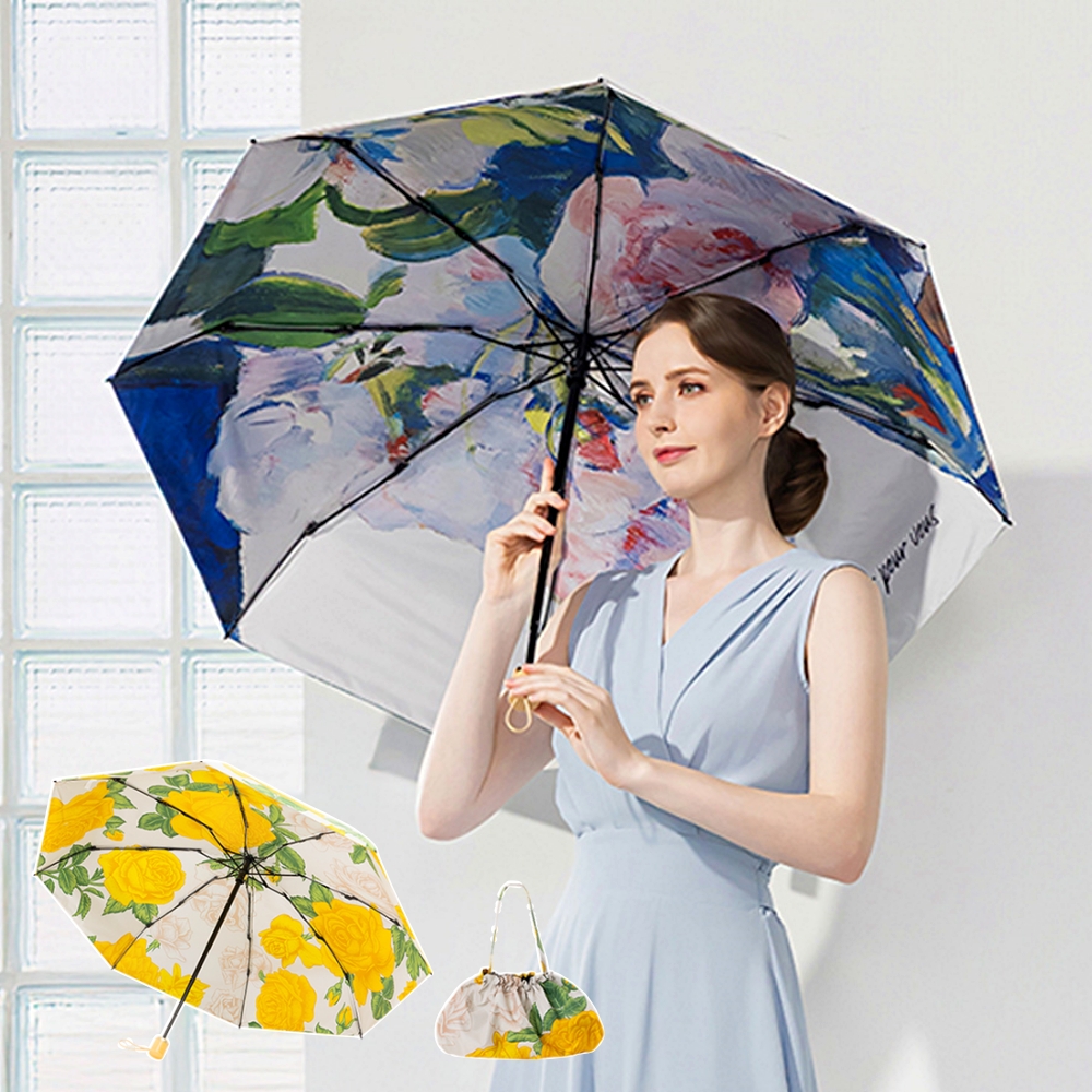 메종아르떼 양우산 스카이블루 꽃무늬 2겹원단 자외선차단 미니 우산겸용 우양산 열차단