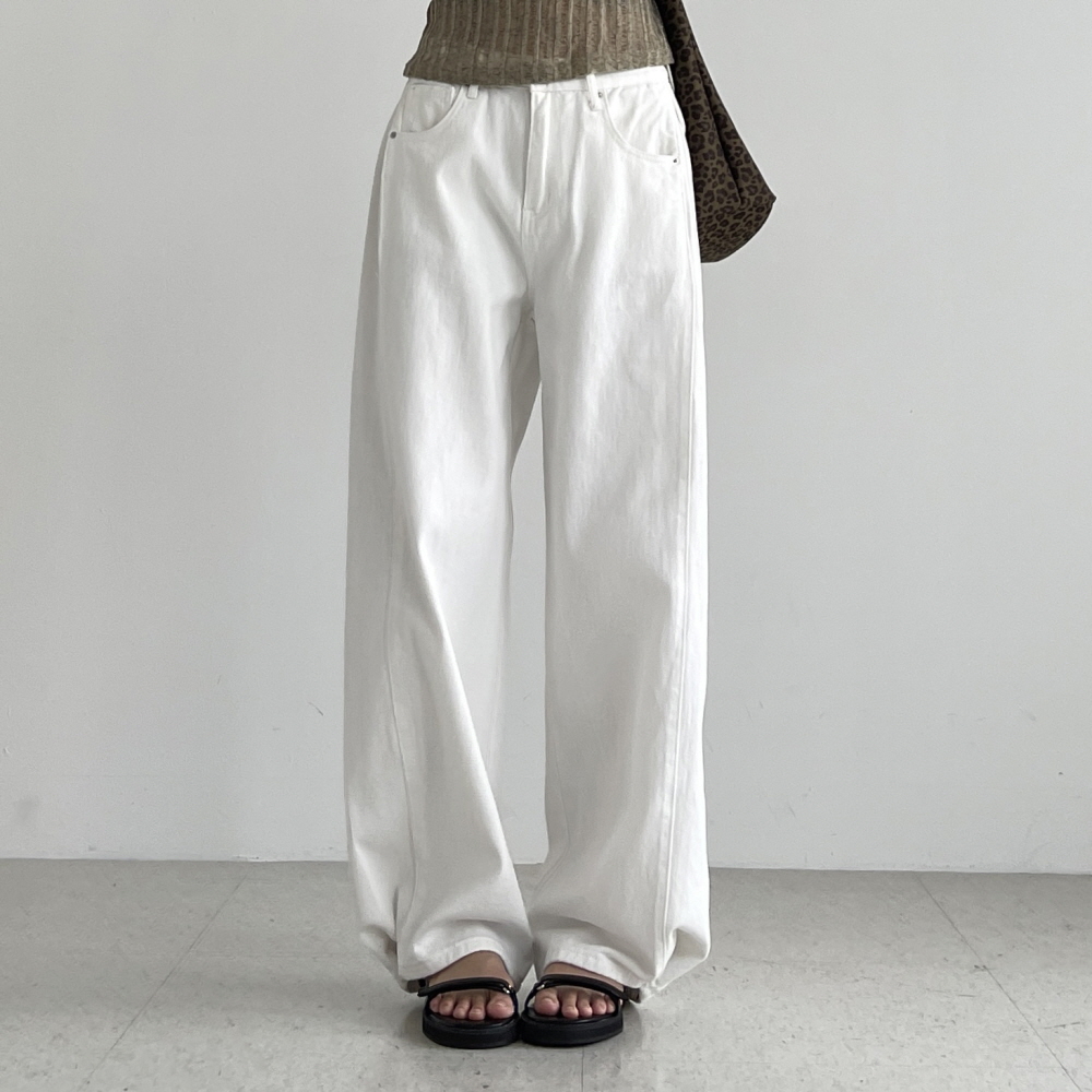 여성와이드팬츠 사이드핀턱 밑단스냅단추 봄 가을 면바지 블랙 화이트 투웨이 비죠 와이드팬츠 - 상세 이미지 2