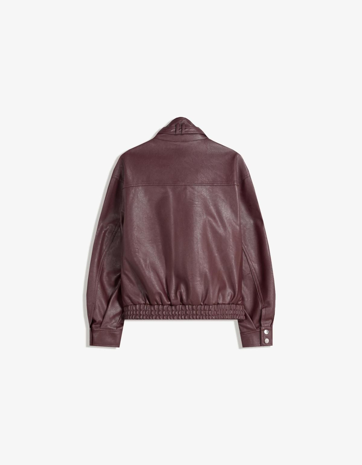 버쉬카 테크니컬 페이크 레더 포켓 집업 재킷 6628/677 BURGUNDY - 상세 이미지 5