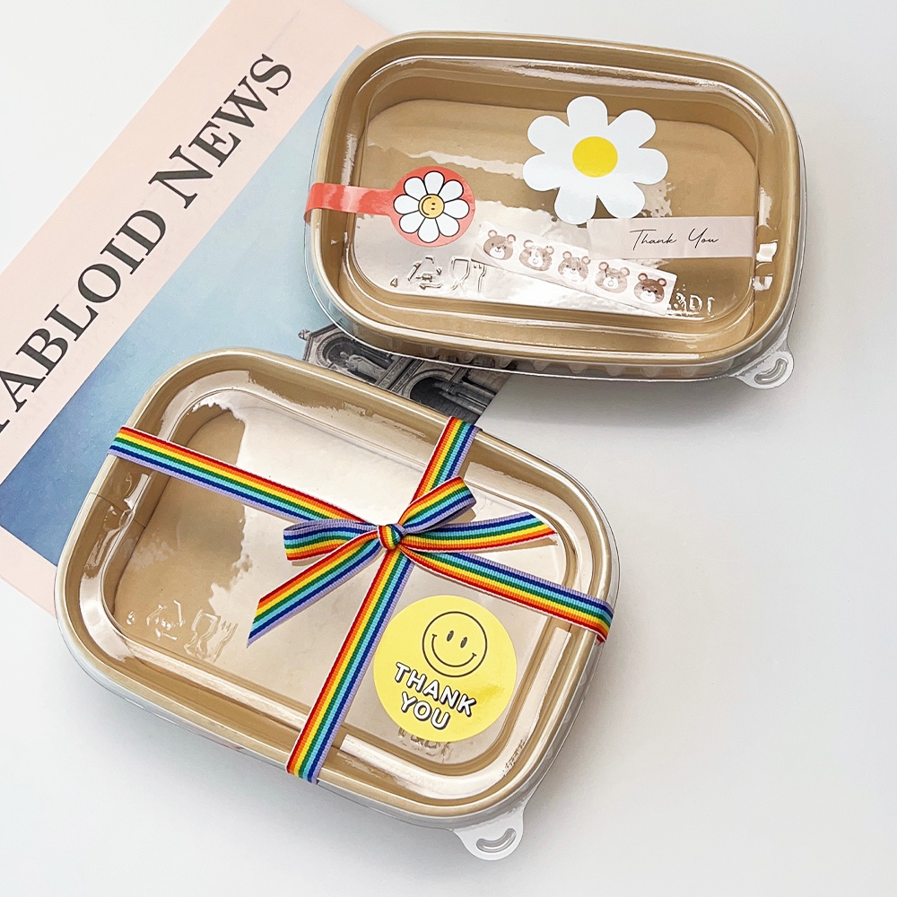소프트 크라프트 샌드위치 샐러드 포장 용기 50개 일회용 떡 김밥 직사각500 도시락 - 상세 이미지 4