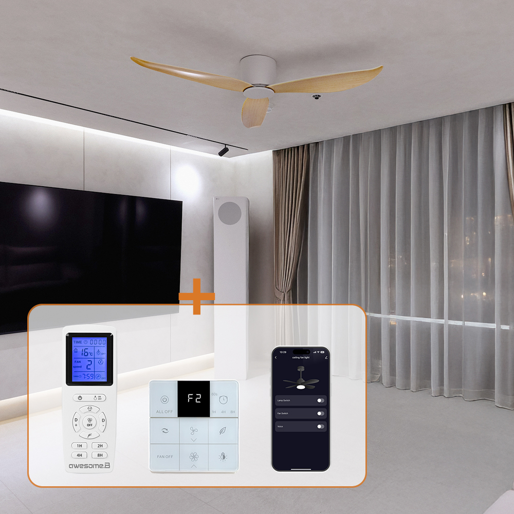 어썸블로우 IOT 링크 52인치 스마트폰 원격 실링팬 카페 거실 예쁜 연장형 천장 선풍기 설치