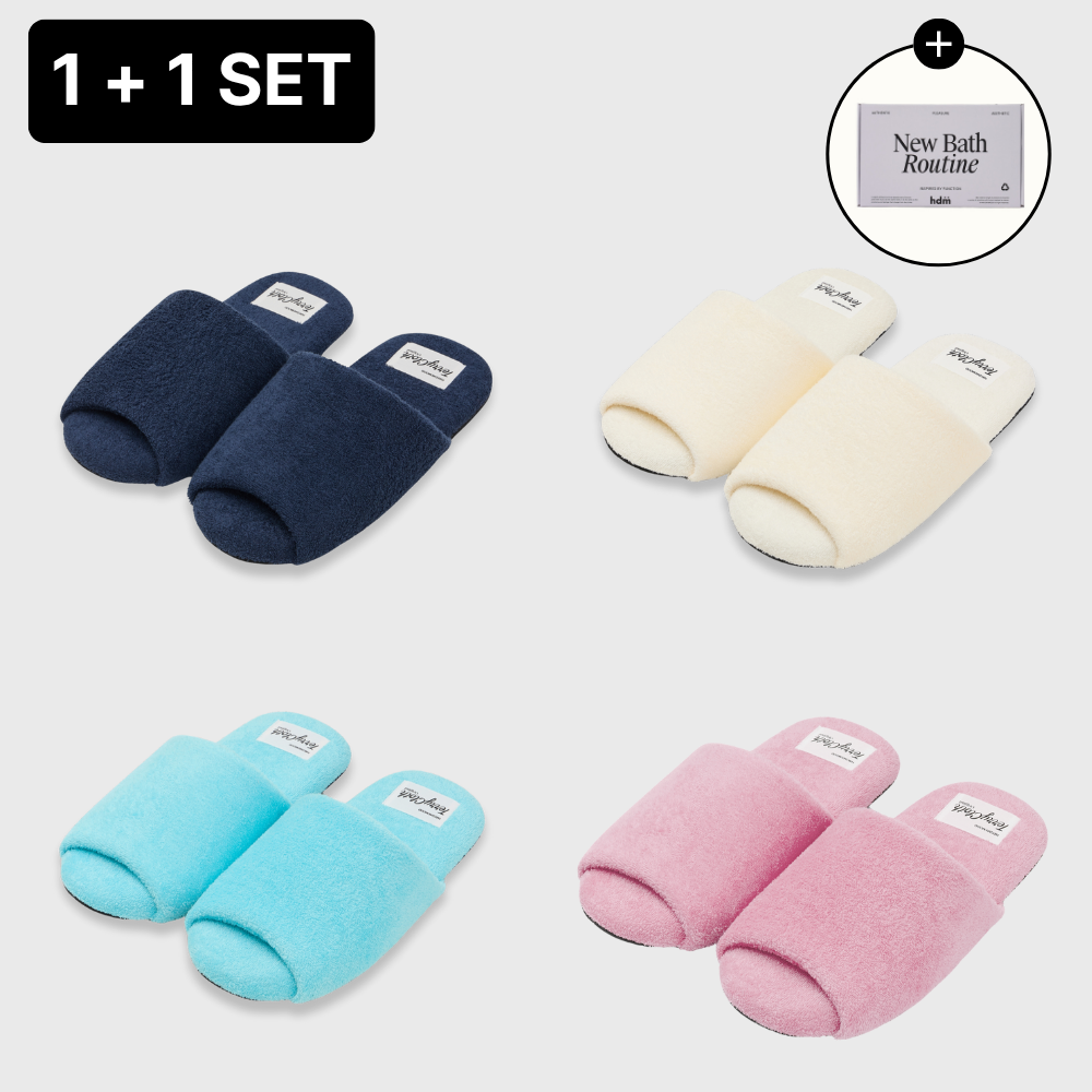 [헤이데이무드 HDM] 커플 슬리퍼 실내화 테리모달 룸슈즈 세트