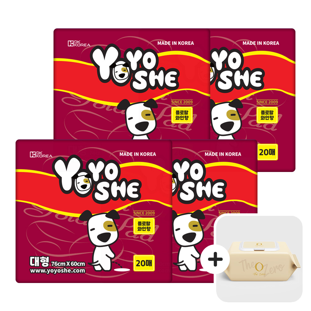 [요요쉬] 강아지 배변패드 플로럴와인향 대형, 20매입, 4개