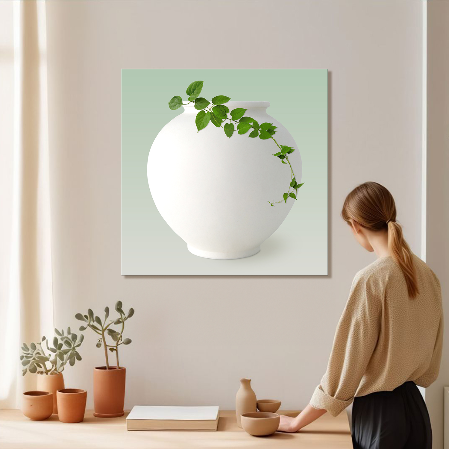 골든클로버클럽 캔버스액자 달항아리 풍수그림 80x80 거실인테리어 현관그림 대형액자 컬렉션