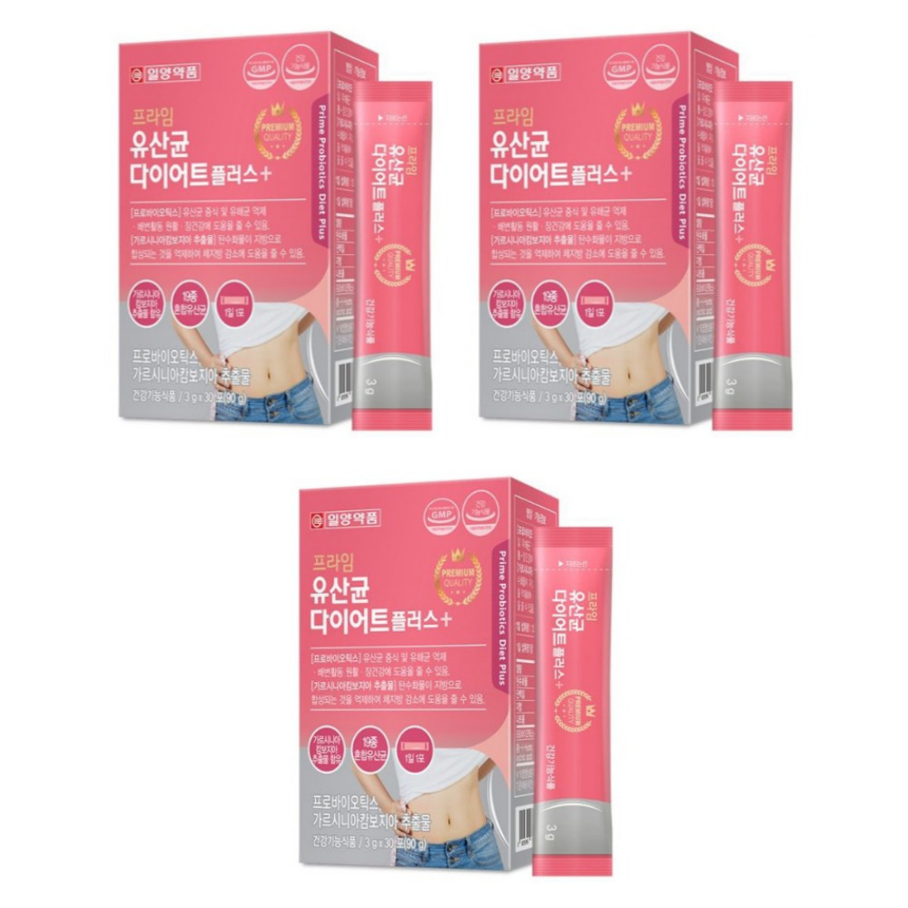 일양약품 프라임 유산균 다이어트 플러스 다이렉트 cfu 락토 바실러스 30포, 3개 - 상품 이미지