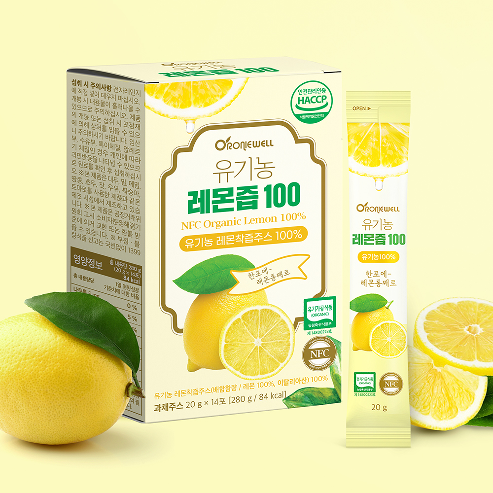 로니웰 유기농 레몬즙 100 14포 100% NFC 착즙 레몬수 레몬원액 레몬스틱 - 상세 이미지 4