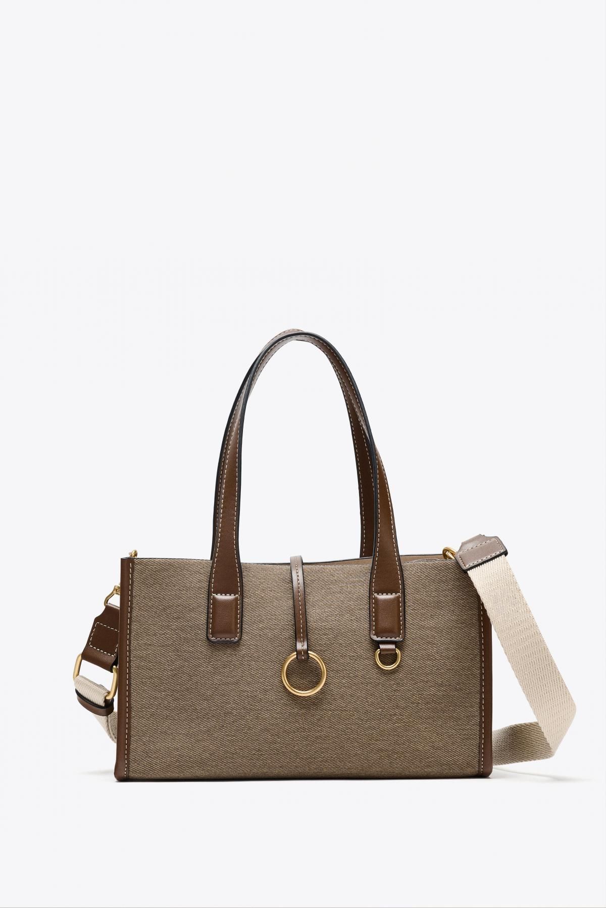 자라 베이직 토트백 위빙 더블핸들 스트랩 디테일 6272/610 TAUPE GREY - 메인 이미지