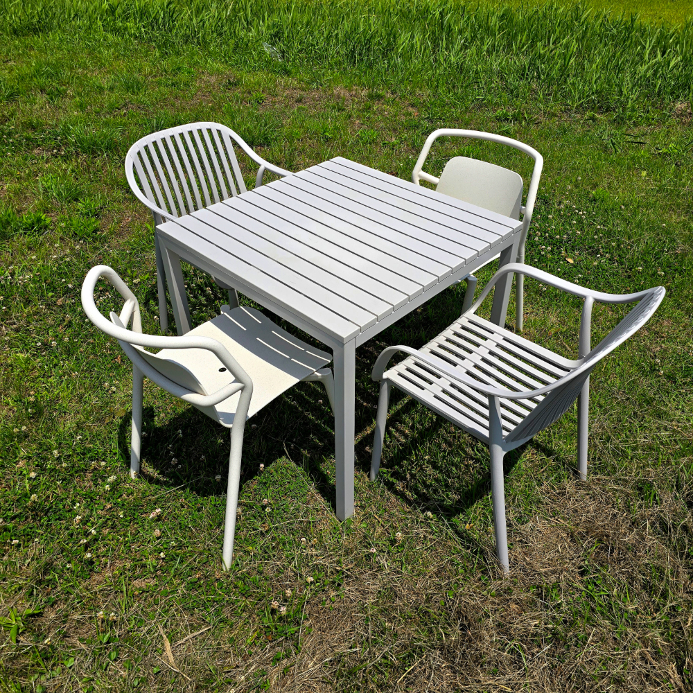 카디가구 야외테이블세트 4인 플라스틱 철제 카페 야외 테이블