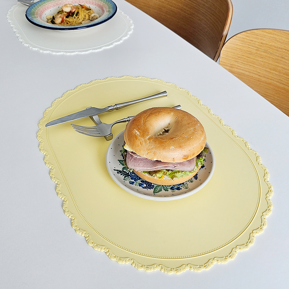 루오 식탁매트 레이스 실리콘 방수 테이블매트