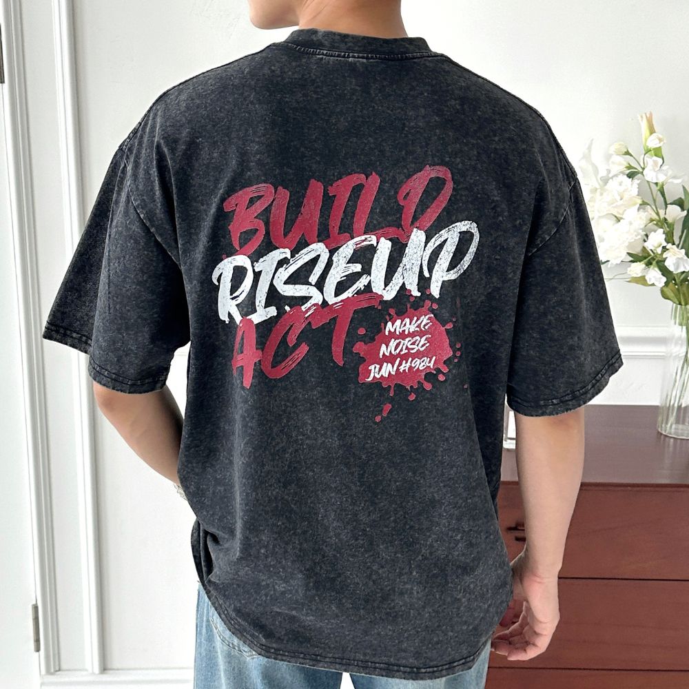 빅사이즈티셔츠 남자오버핏반팔 S-5XL 빈티지 워싱 레터링 FTC00030