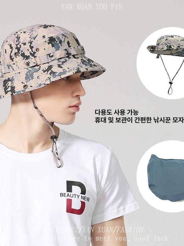 군용모자 정글모 해병대 조깅 하이킹모자 등산용 커피색 위장 1 차단제 보관 가능 F 56-60cm 조임 가능 - 상세 이미지 3