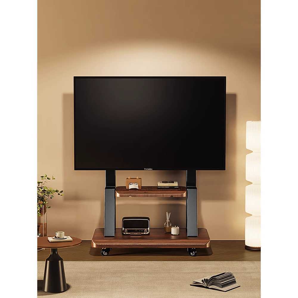 이동식 티비거치대 스탠드 회의실 강의 프레젠테이션 월넛(32-90인치)하단 - 상품 이미지