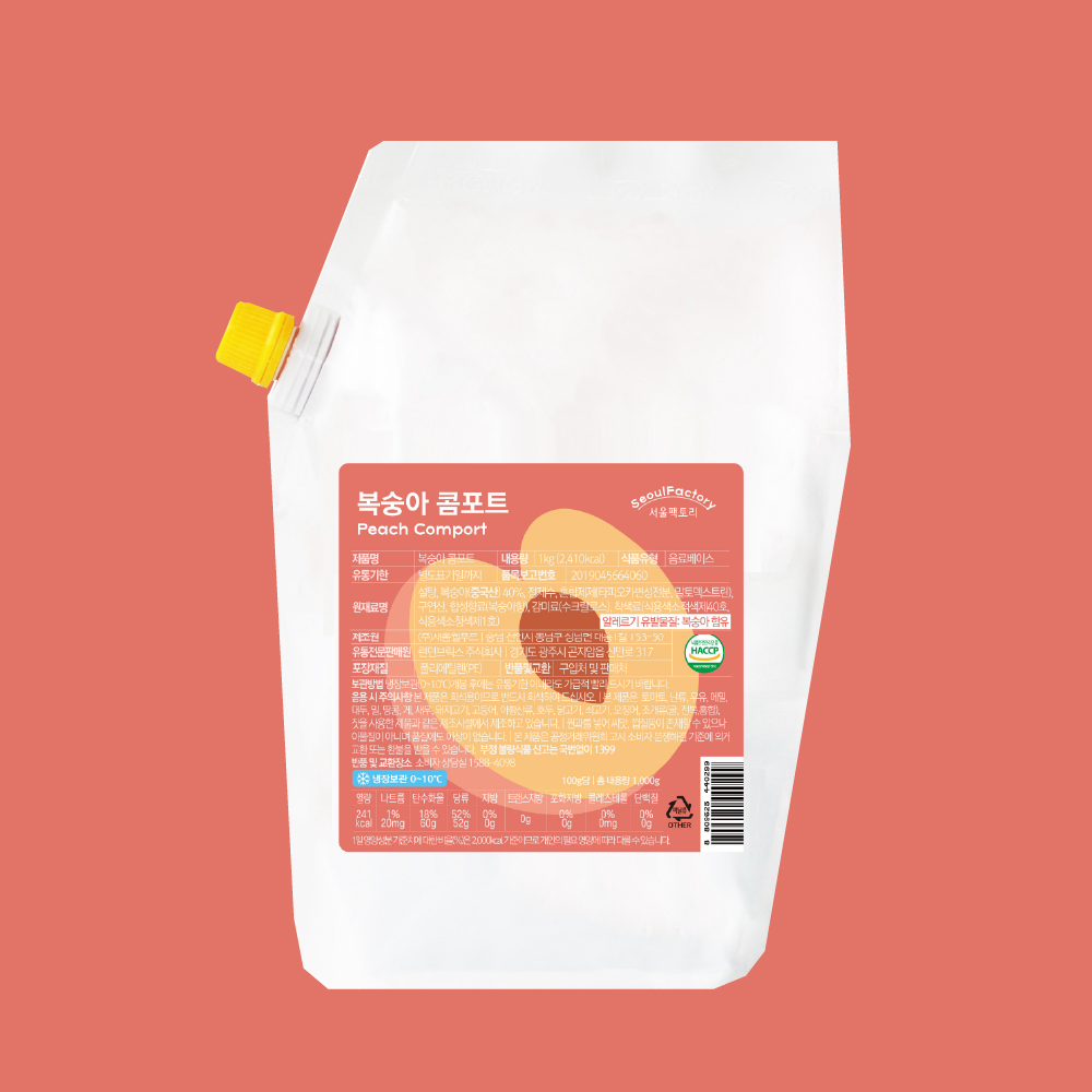 [냉장] 서울팩토리 복숭아 콤포트 1kg 스무디 - 상품 이미지