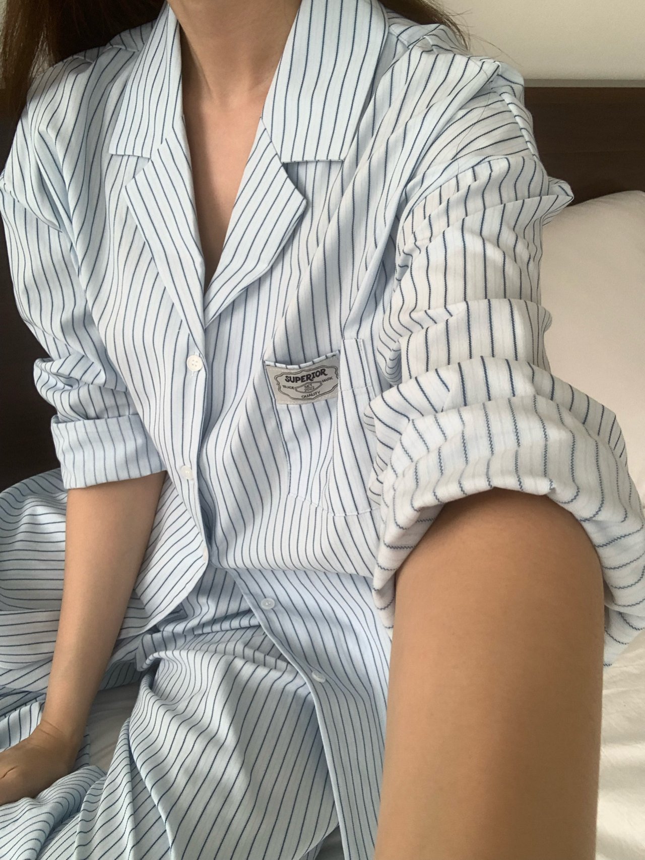 [잠옷 선물] 주문폭주 스트라이프 패츠 훔웨어 세트 오랫동안 변경없는 고퀄 파자마 잠옷 - 상세 이미지 3
