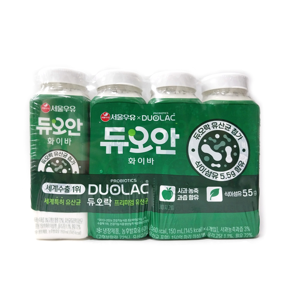 서울우유 듀오안 화이바150mlX24개 유산균 신바이오틱스 요구르트 - 메인 이미지