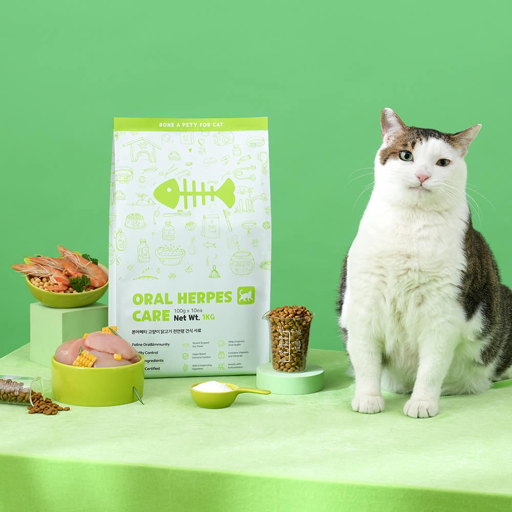 본아페티 구내염 허피스 고양이 사료 구강 면역력 기능성 오랄앤허피스케어 닭고기, 1kg, 1개