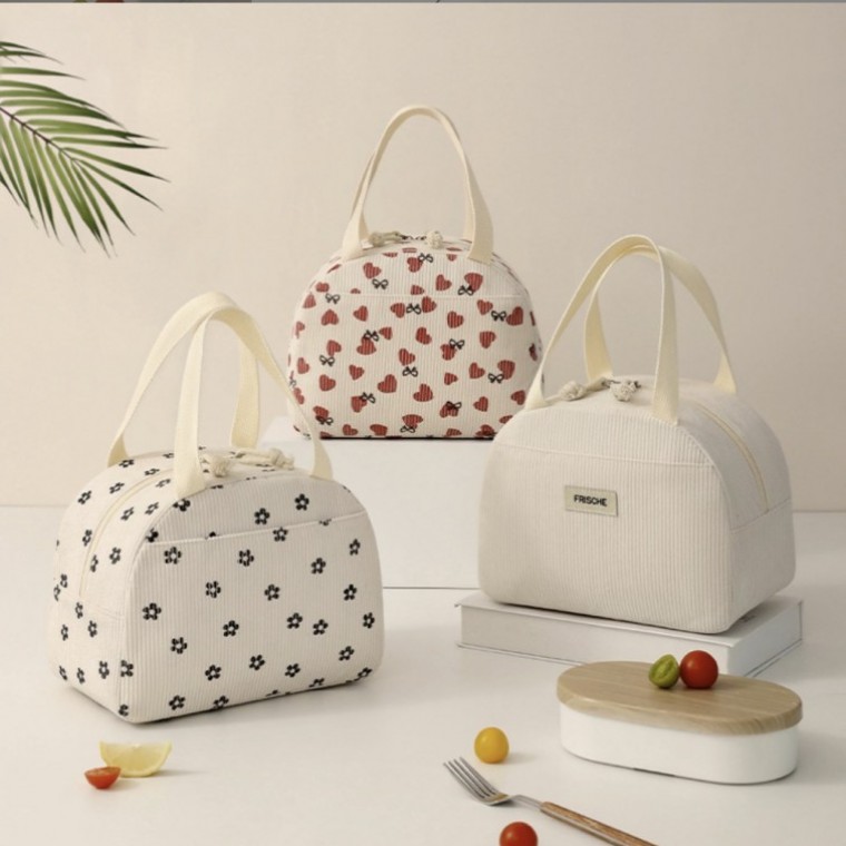 코듀로이 도시락가방 보온도시락 가방 보냉가방 보냉백 보온주머니 미니가방