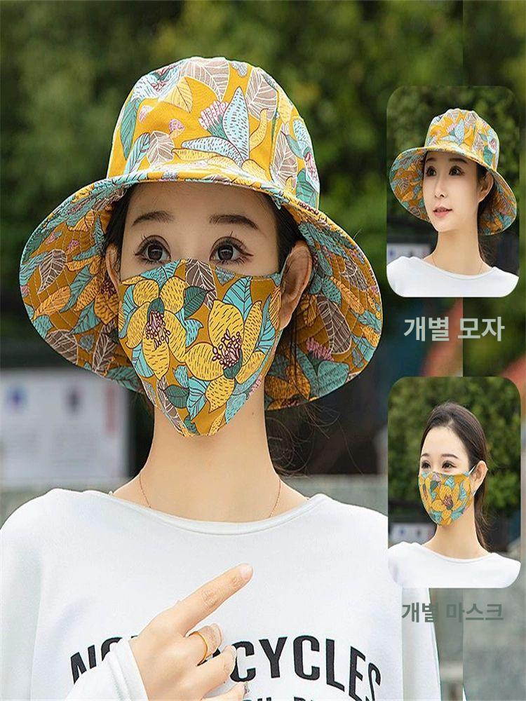 자외선차단 마스크모자 일체형 넥밴드 햇빛가리개 여성용 스포츠 여름 골프 페이스 보호 플라워미트리 분리형 - 상세 이미지 2