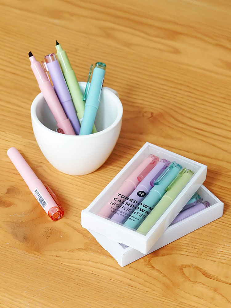 리훈 톤다운캄다운 하이라이터 연한 형광펜 4색 세트 암기펜