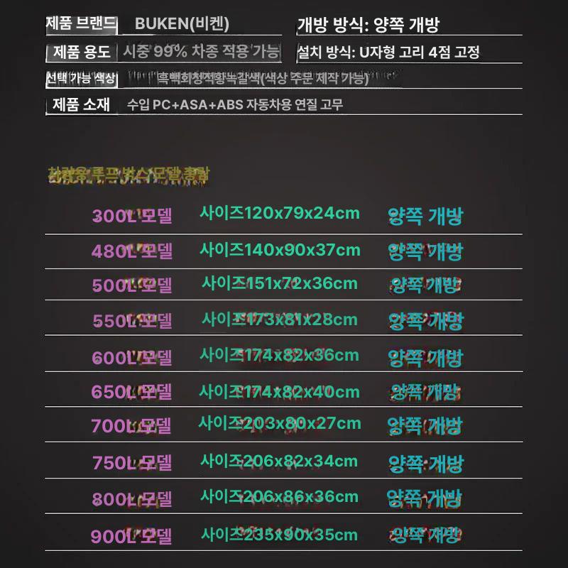 SUV 카니발 캠핑카 4세대 루프박스 대용량 900L 가로바 포함 풀세트 300L 화이트 프리 가로바 세트 나사가 박혀있다 - 상세 이미지 3