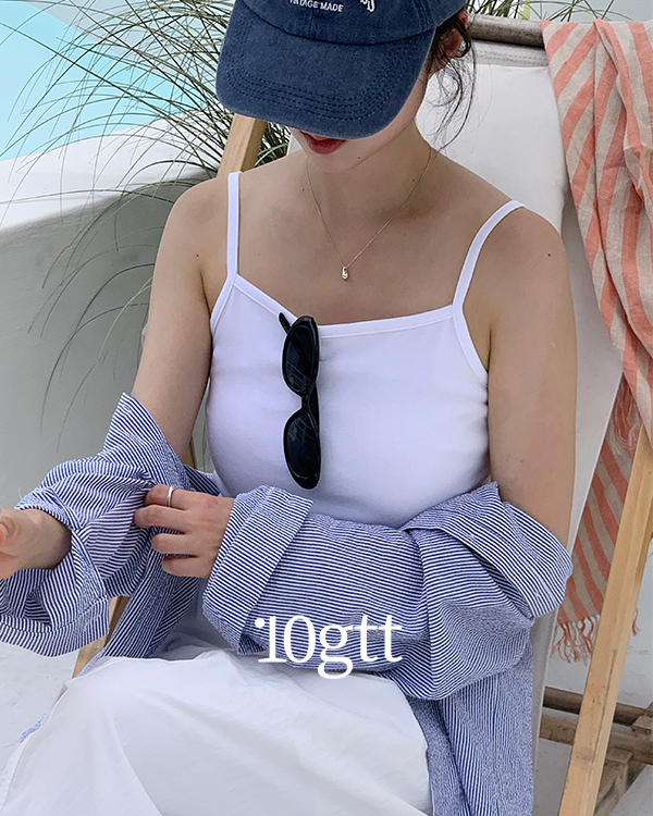 [자체제작] 바이오 스퀘어넥 크롭 이너 레이어드 끈 나시 슬리브리스 TS035 이미지 8