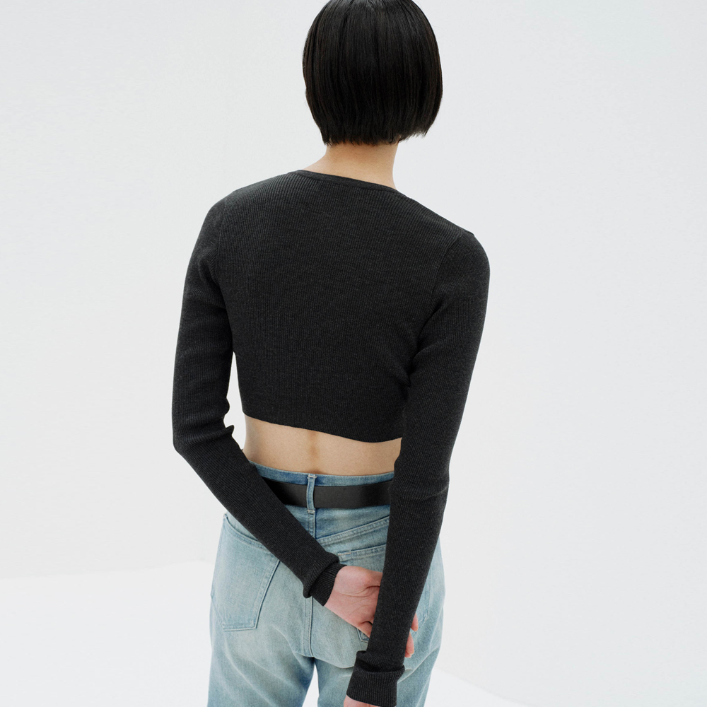 오라리 우먼즈 가디건 SUPER FINE WOOL HIGH GAUGE RIB KNIT SHORT CARDIGAN 25FW - 상세 이미지 2