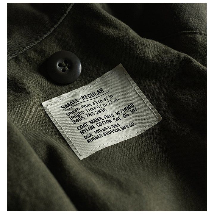 브론슨 올리브그린 숏기장 M-65 야상 1969 복각 필드 재킷 빈티지 아메카지 아미 그린 S - 상세 이미지 2
