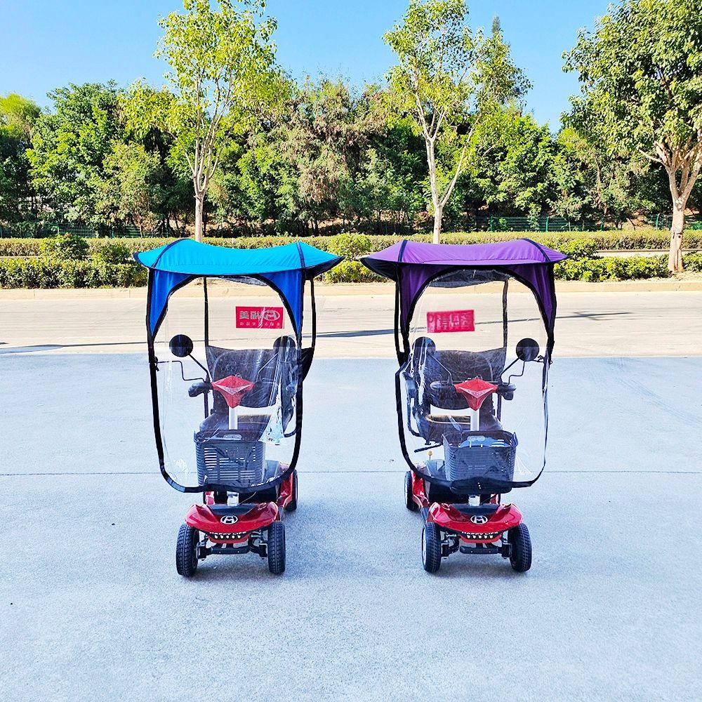 어르신전동차 비가림막 4륜 스쿠터 탈부착 방수 커버 차고 천막 레인 가리개 미니 지붕 블루 차양 24V