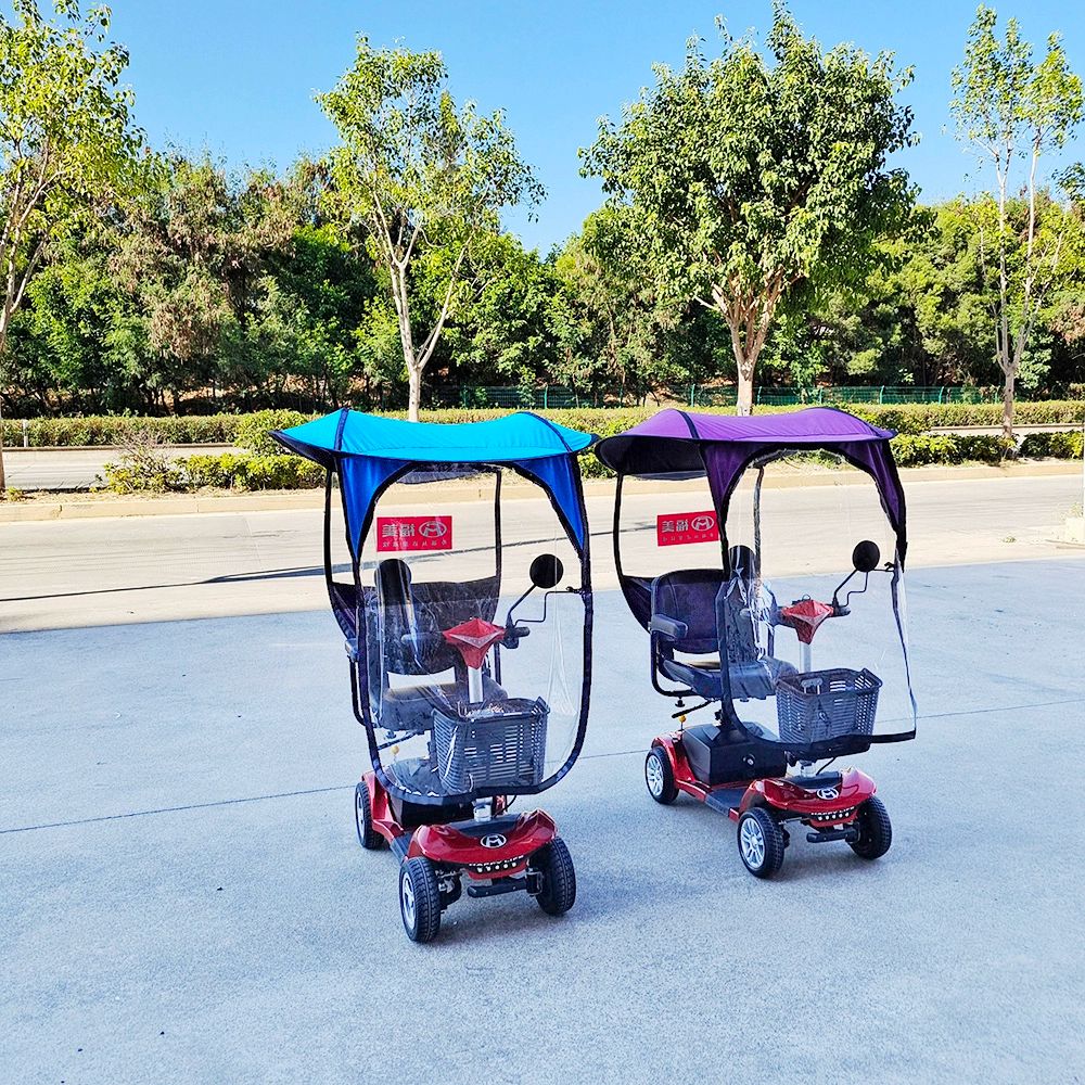 어르신전동차 비가림막 4륜 스쿠터 탈부착 방수 커버 차고 천막 레인 가리개 미니 지붕 블루 차양 24V