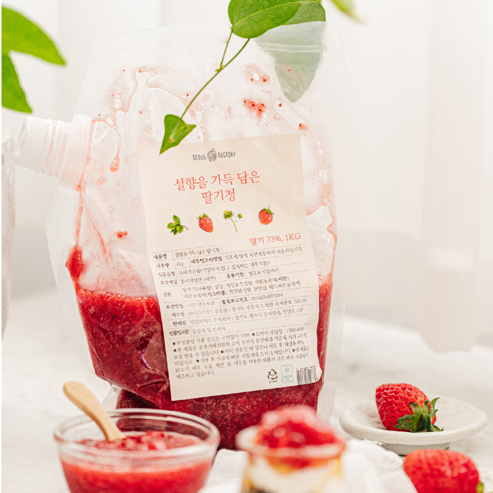 [냉동] 서울팩토리 설향을 가득 담은 딸기청 1kg 딸기라떼