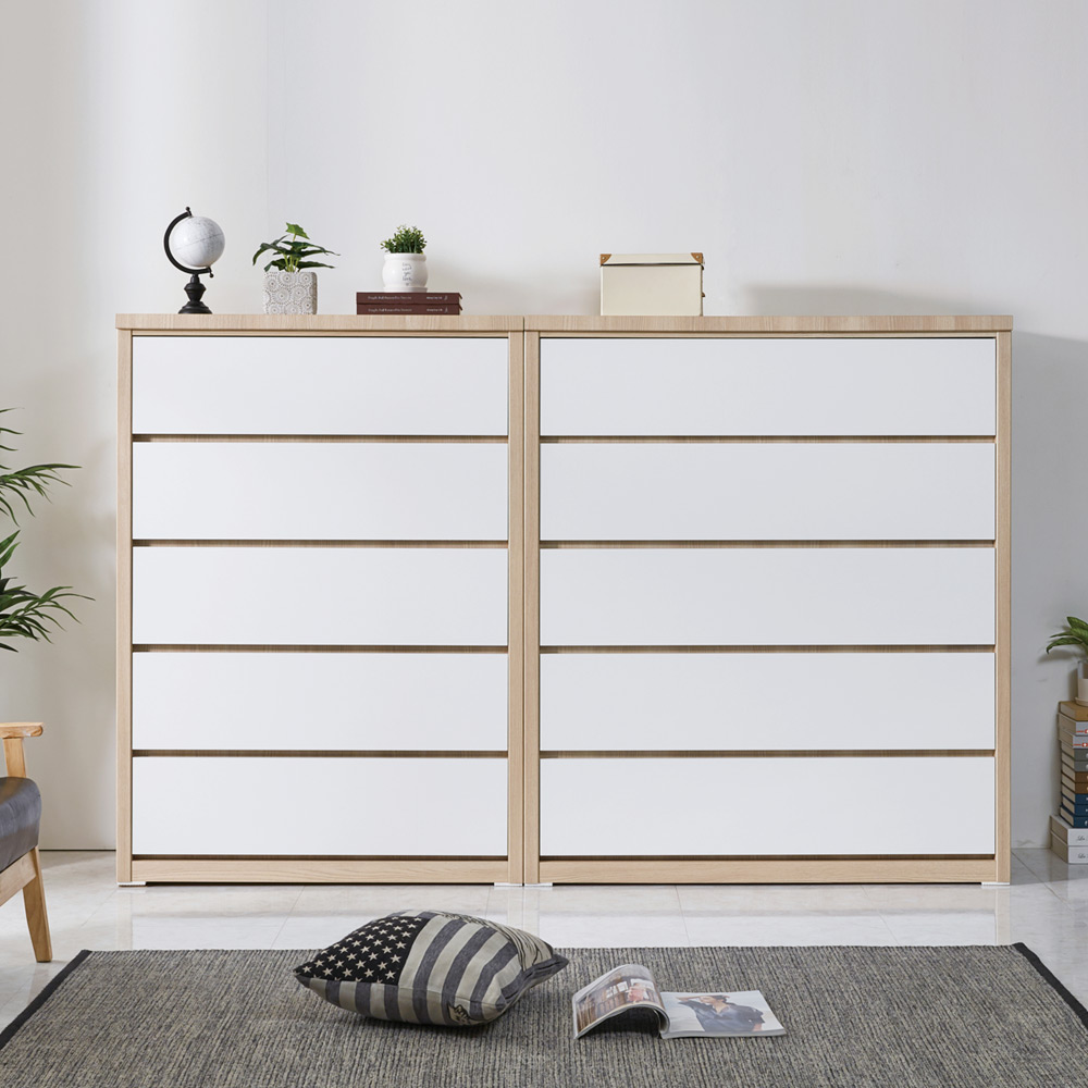 일린 옷 서랍장 드레스룸 광폭 와이드 수납장 1000x500x1408mm, 5단, 네추럴 - 상세 이미지 5