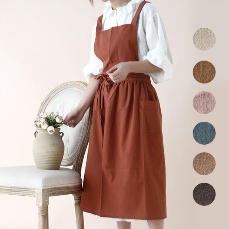 앞치마 방수 린넨 원피스 공방앞치마 작업앞치마 서빙 찻집앞추마 주방앞치마