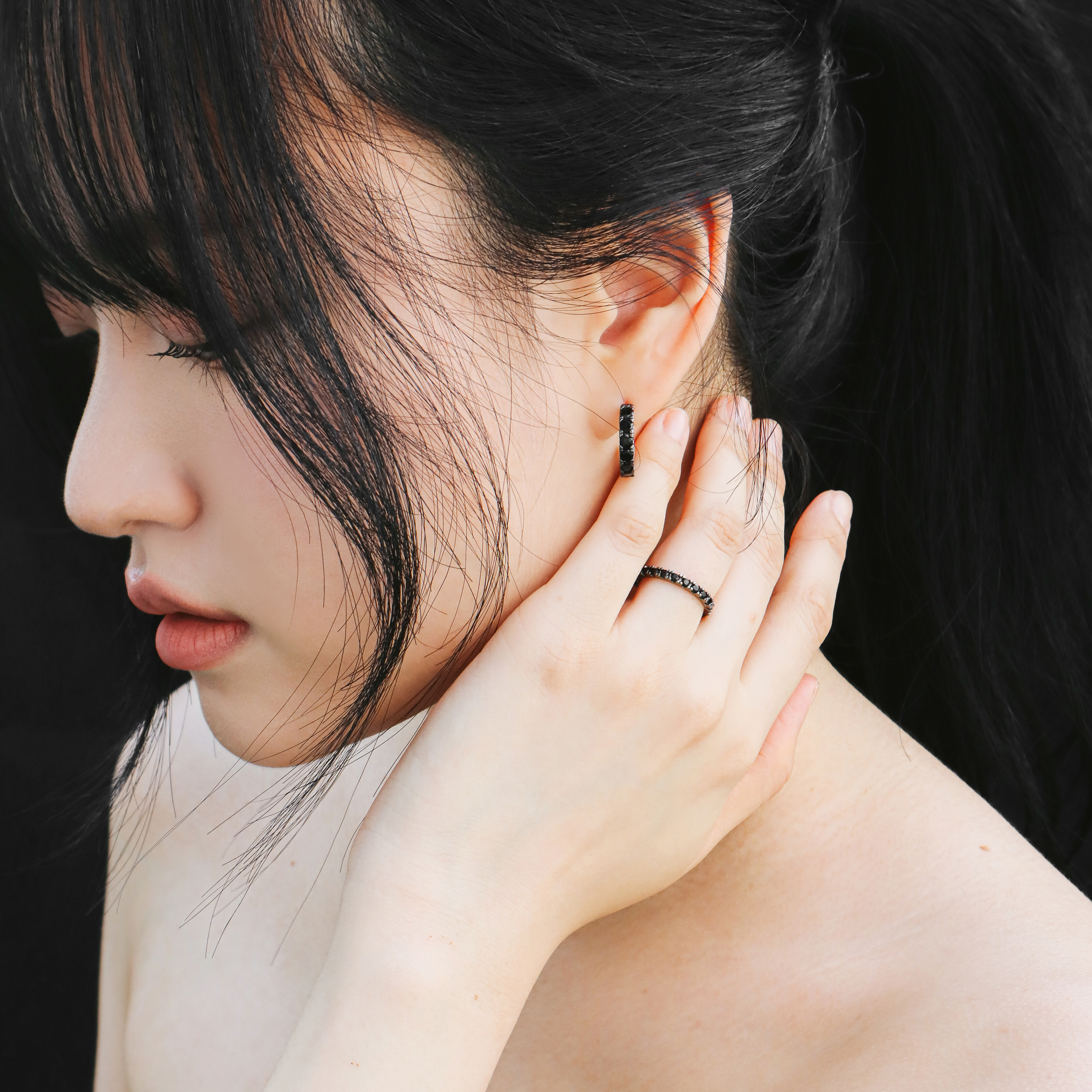 블랙 큐빅반지 2mm 이터니티 컬러 테니스반지 1부 - 상세 이미지 3